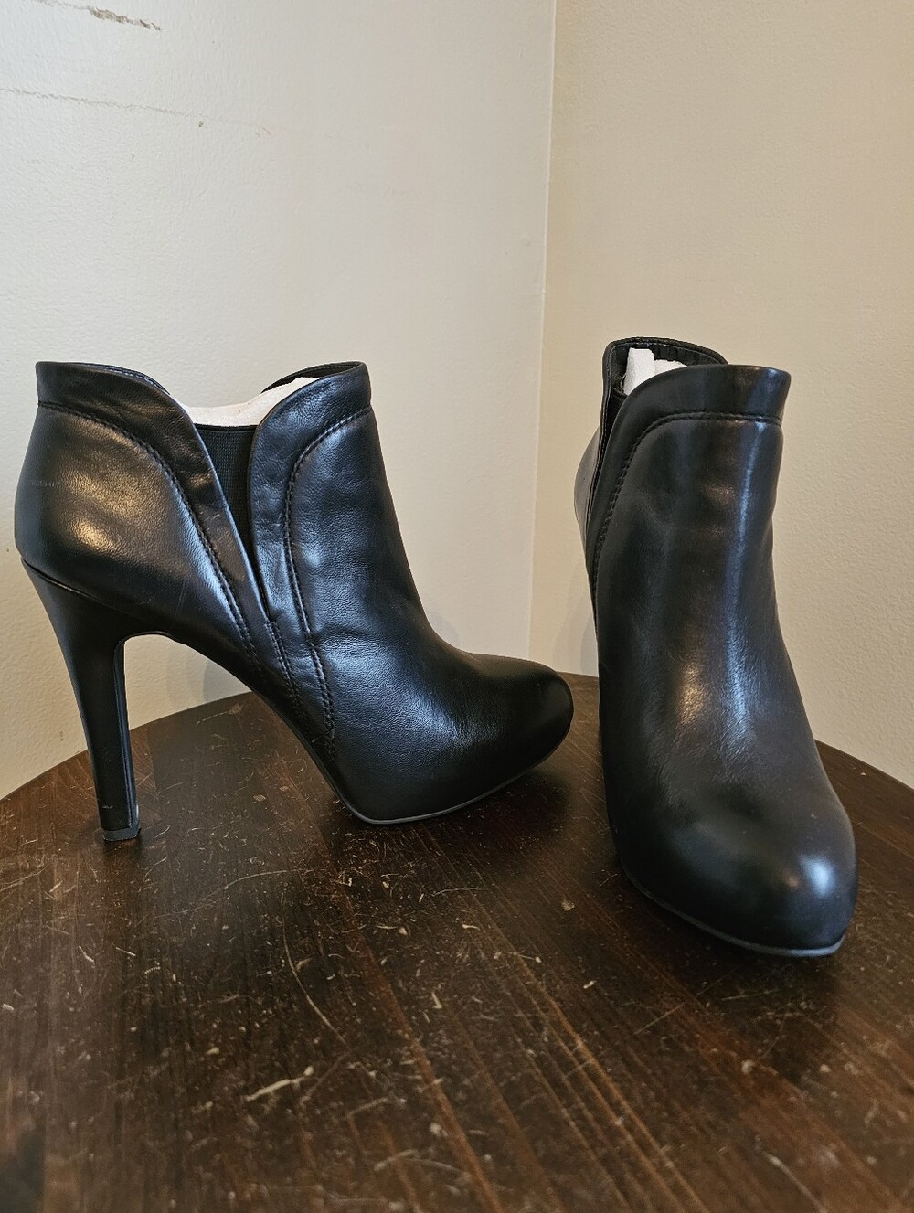 Jessica Simpson Black Leather High-Heel Booties